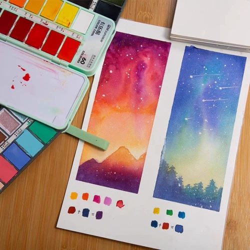 Пигментированная акварель, детский безопасный окрашенный пигментированный художественный профессиональный набор инструментов для начинающих, можно стирать, 124 цветов