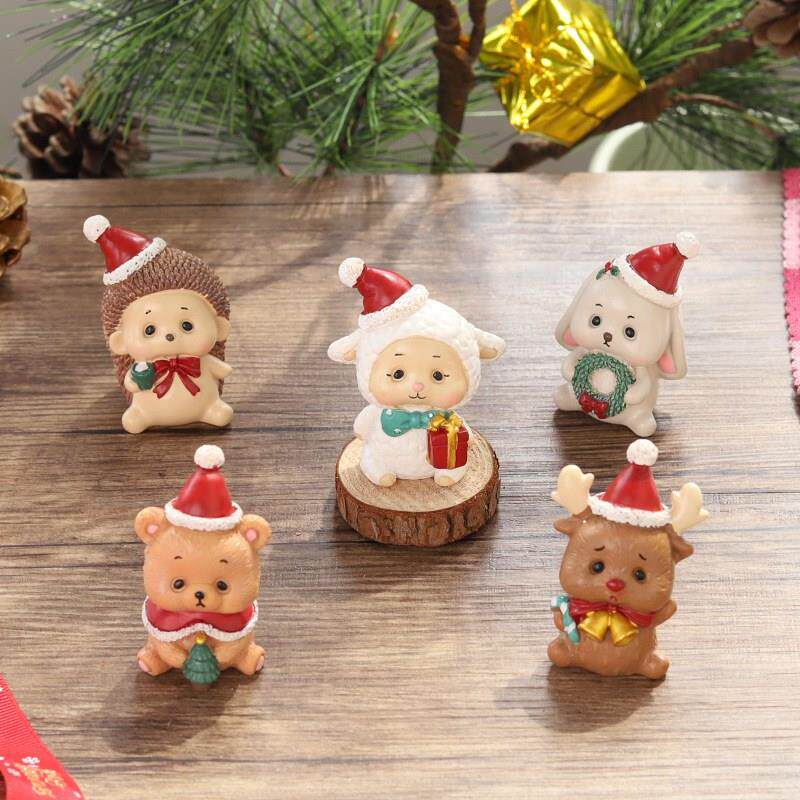 Christmas landscaping diy snow decoration material Christmas old charcoal accord man snowman moose christmas tree deer micro landscape