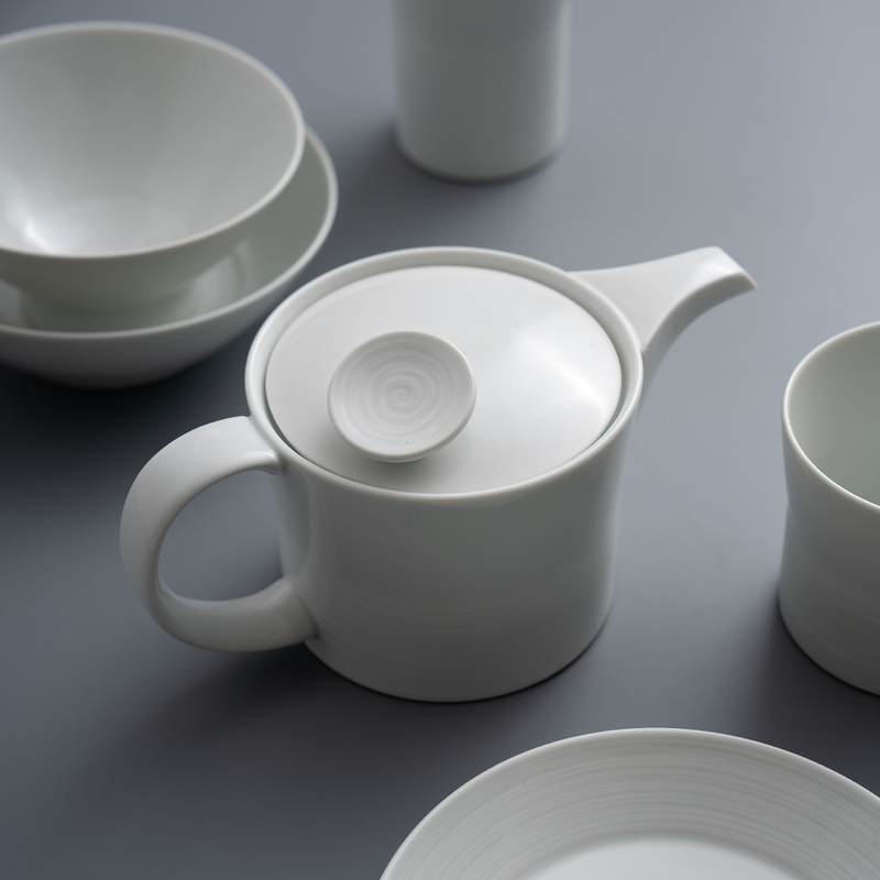 Baishan Pottery White Mist Tea Set Hasami Ware Solid Color Simple Japanese Nordic Ceramic Tea Cup Living Room Household Teapot