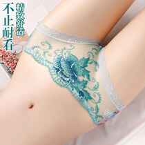 Panties Lace Side Tempt Mesh MM Embroidery Low Waist Untractable Large Breathable Girl New Triangle Pants