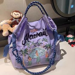 Gao Yuanyuan's Same Style Ball Chain Japanese Style Embroidered Horse Eco-Friendly Bag Shopping Bag Large Capacity Student Commuter Bag 1