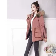 Áo chống mùa thu đông 2018 thời trang mới quần áo cotton nữ dài tới eo Hàn Quốc thực sự có cổ áo lông dày cỡ lớn để vượt qua thủy triều