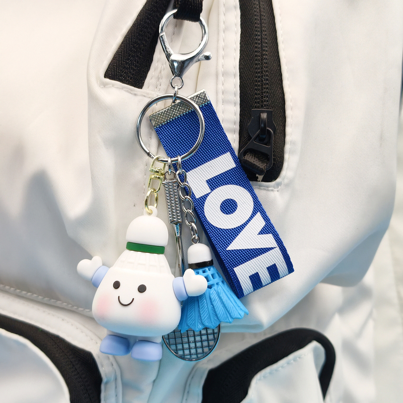 Cartoon Sports Badminton-Shaped Doll Pendant Keychain Bag Decoration Small Gift for Players, Students, and Competitions