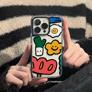Ins style art smiling face iphone 14 non-colliding mobile phone case iphone 13 promax new 12 suitable for 11 cute 17pro all-inclusive air anti-fall 15pro protective cover 16plus