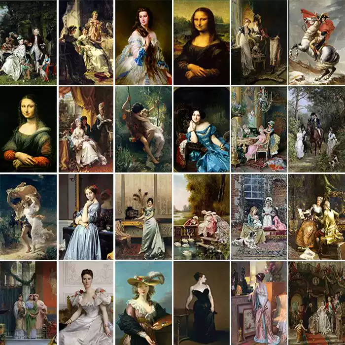 世界名画欧洲宫廷挂画蒙娜丽莎高清油画欧式风格客厅挂画