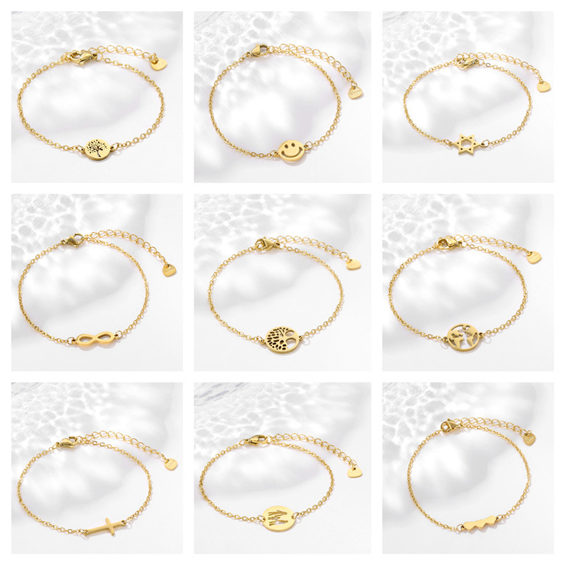Amazon Cross-Border Jewelry Stainless Steel Puppy Map Six-Pointed Star Electrocardiogram Bracelet Punk Style Bracelet Amazon Cross-Border Jewelry Stainless Steel Puppy Map Six-Pointed Star Electrocardiogram Bracelet Punk Style Bracelet