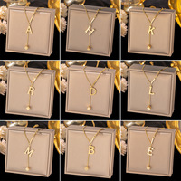 26 letters non-fading titanium steel necklace women's niche design simple square pendant clavicle chain cold style neck chain