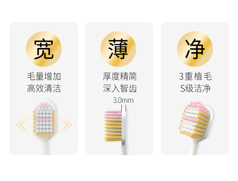 LION 狮王 细齿洁 61孔宽头成人软毛牙刷 4支 图2