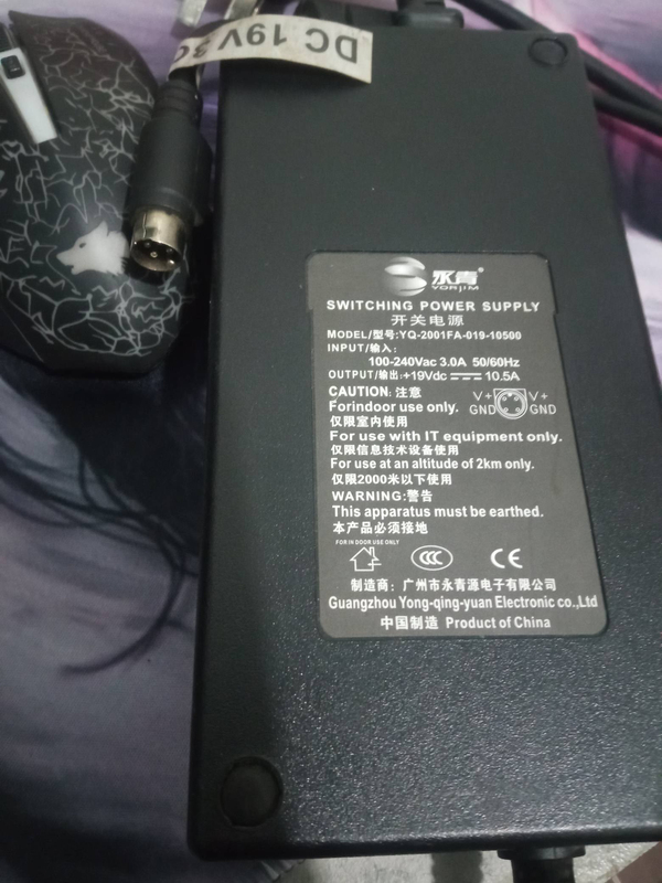 Yongqingyuan Yq-2001Fa-190-10500 Power Adapter Cable 19V10.5A Round Mouth Four-Pin 19V200W