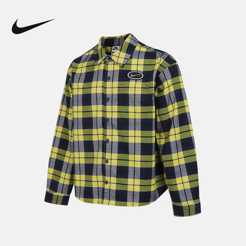 Nike Nike Jacket Men's New Long-Sleeved Sports Casual Plaid Top Lapel Shirt Jacket Hv0257-410