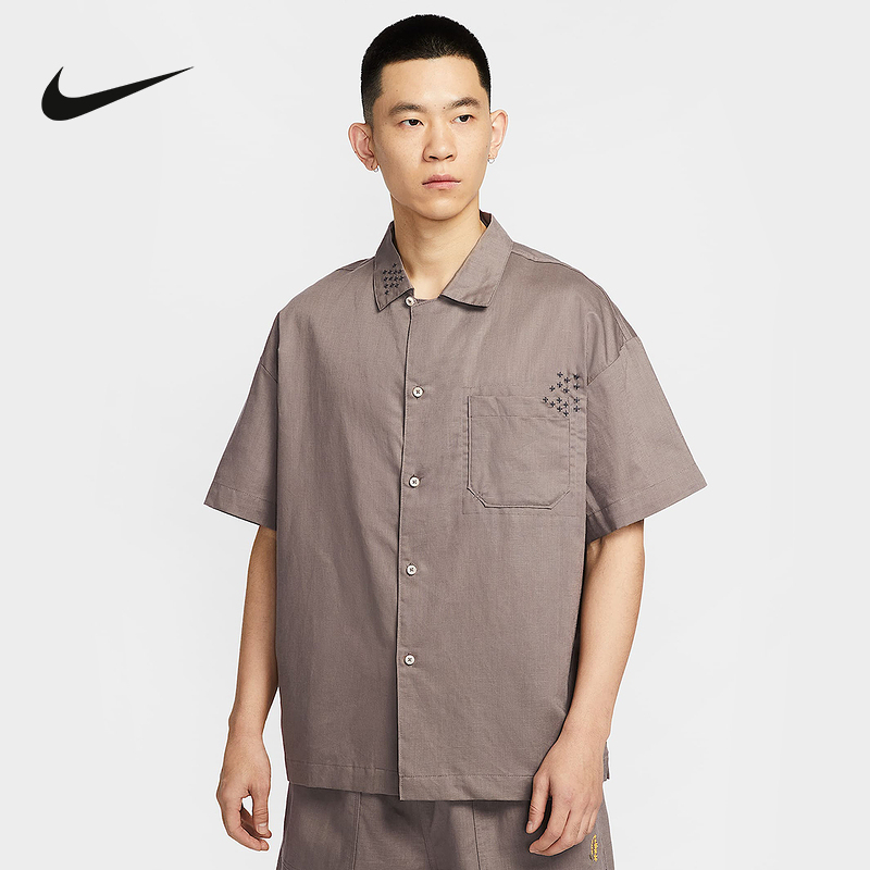 Nike Nike Men's Short-Sleeved Button-Down Shirt Summer New Style Half-Sleeved Loose and Breathable Hj2982-289
