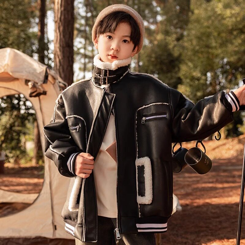 Boy fur coat winter jacket 2024 new gush CUHK children jacket early winter clothing stand blouses-Taobao