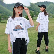 Summer dress girl short sleeve T-shirt 2022 new CUHK Dress Ocean Gas Summer Little Girl Loose Pure Cotton Blouse Tide