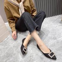 Flat-soled single shoes for women with pointed toe and shallow mouth 2024 new spring and autumn casual Korean style flat-heeled versatile granny shoes F188-3