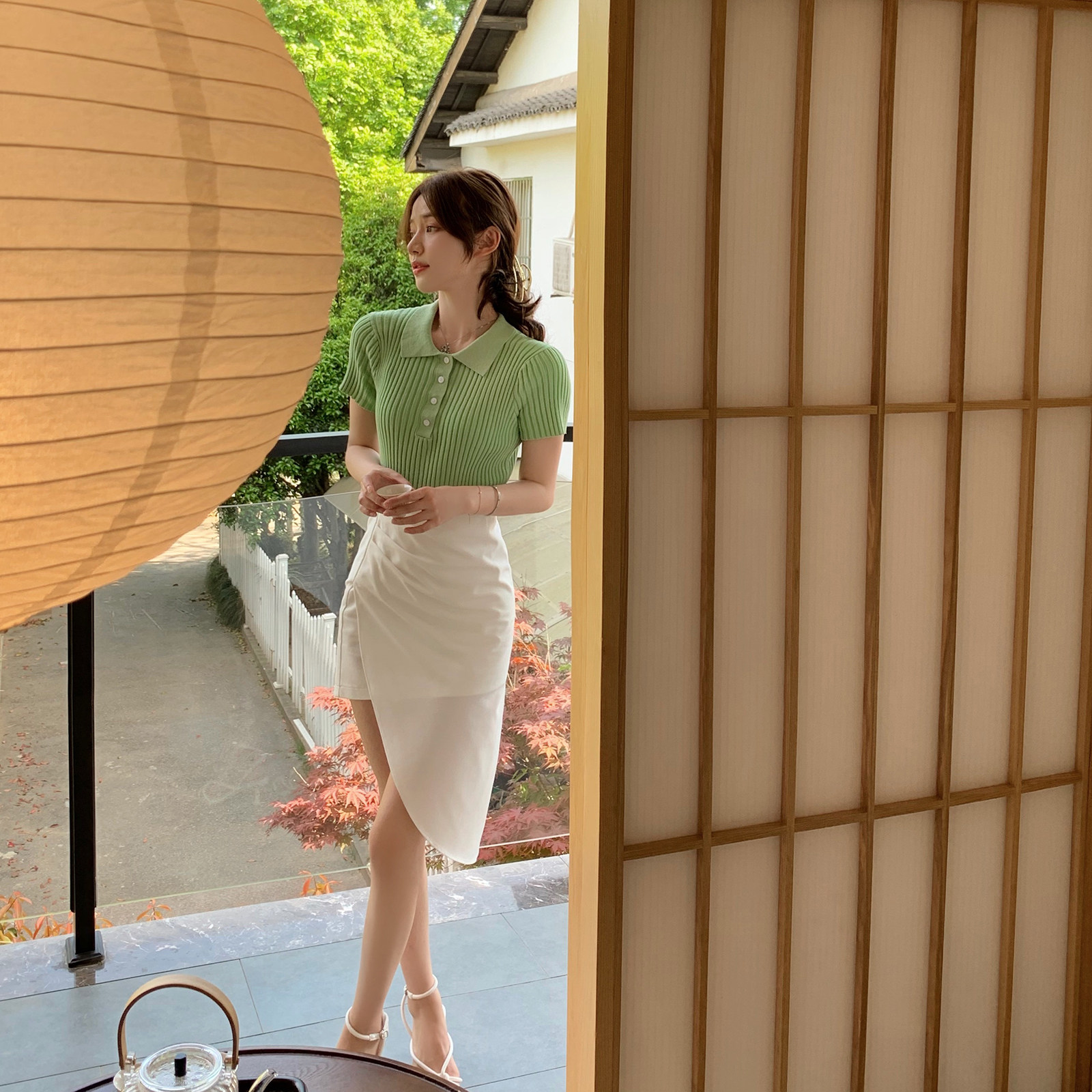 Irregular plaid skirt women's summer high waist bag hip short skirt slim skirt