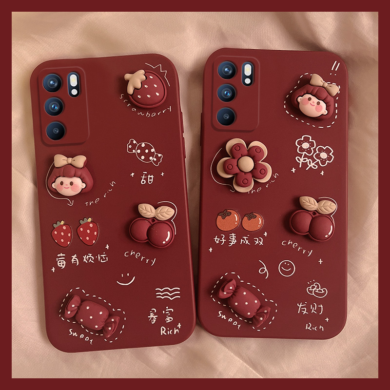 Wine red fortune opporeno6 mobile phone protective shell oppo reno7pro protective sleeve reno4 liquid reno5pro ten soft silicone 5k all-inclusive 4s