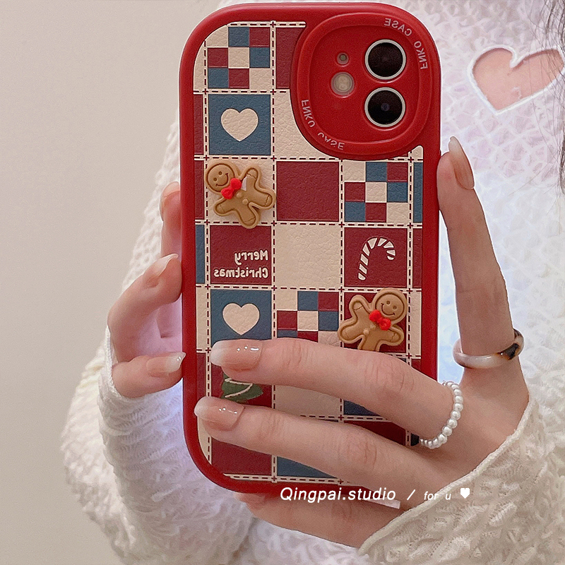 New Year Gingerbread Man Applies iPhone 13 promax Apple 12 Mobile phone Protection Shell 11 Festival xr female x stereo 8 plus