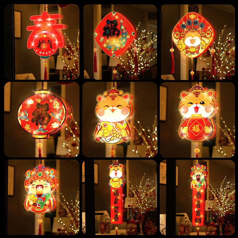Happy New Year's Happy Atmosphere Flashing Lights small festoons Home Placement hanging lighting Led luminous Spring Festival decorations for Spring Festival