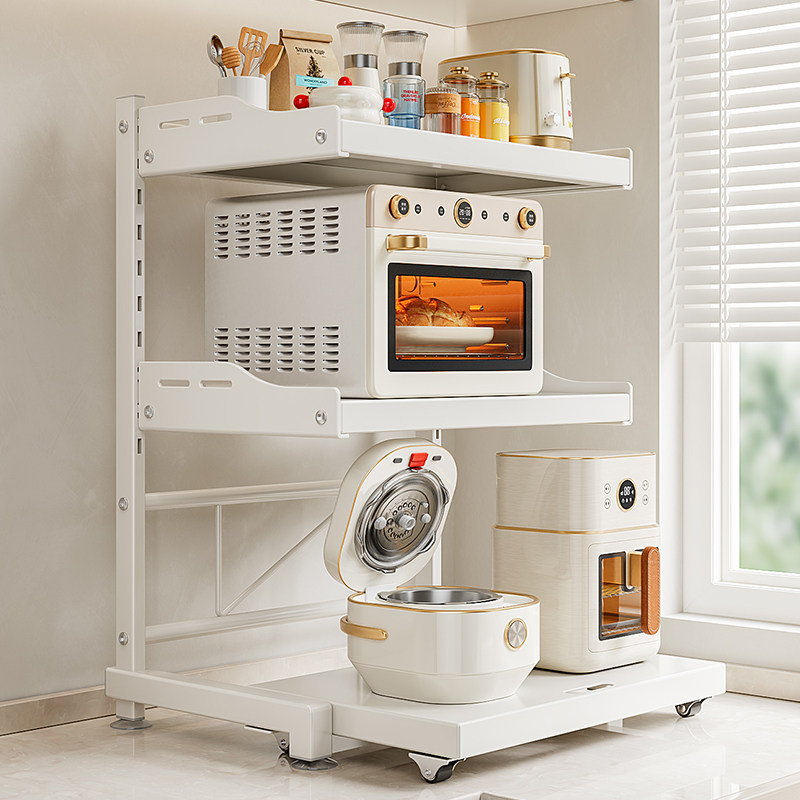 美厨物语微波炉置物架厨房多功能电饭煲烤箱家用可抽拉电器收纳架