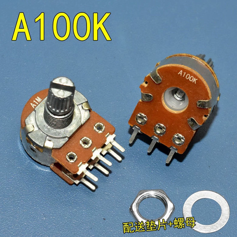 Đôi 6-pin B10KB50KB100K hai kênh sốt loa âm thanh khuếch đại công suất tập chiết áp trục hoa 15MM