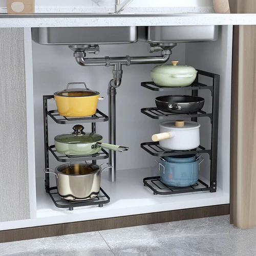 Кухонная водяная канавка, горшка из углеродистой стали, многофункциональный горшок, полка хранения Многослойный домашний шкаф внутренний многослойный