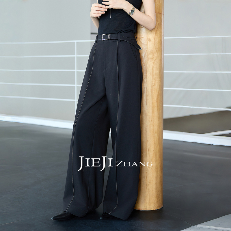 Zhang Qi Jieji Zhang【Line Rhythm】Autumn Straight-Leg Color-Block Casual Pants High-Waisted Wide-Leg Suit Pants Zhang Qi Jieji Zhang【Line Rhythm】Autumn Straight-Leg Color-Block Casual Pants High-Waisted Wide-Leg Suit Pants
