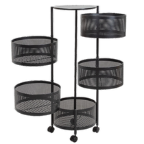 Kitchen rotating multi-functional storage rack household floor-standing multi-layer snack cart fruit and vegetable basket storage rack