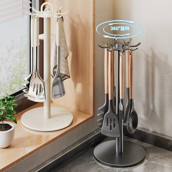 Kitchen rotary hook spatula rack countertop home