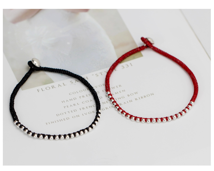 999 sterling bạc chuỗi hạt đỏ dây đeo mắt cá chân nữ làm bằng tay phiên bản Hàn Quốc đơn giản Sen retro phiên bản Hàn Quốc của trang sức chuỗi mắt cá chân - Vòng chân lắc chân nữ inox
