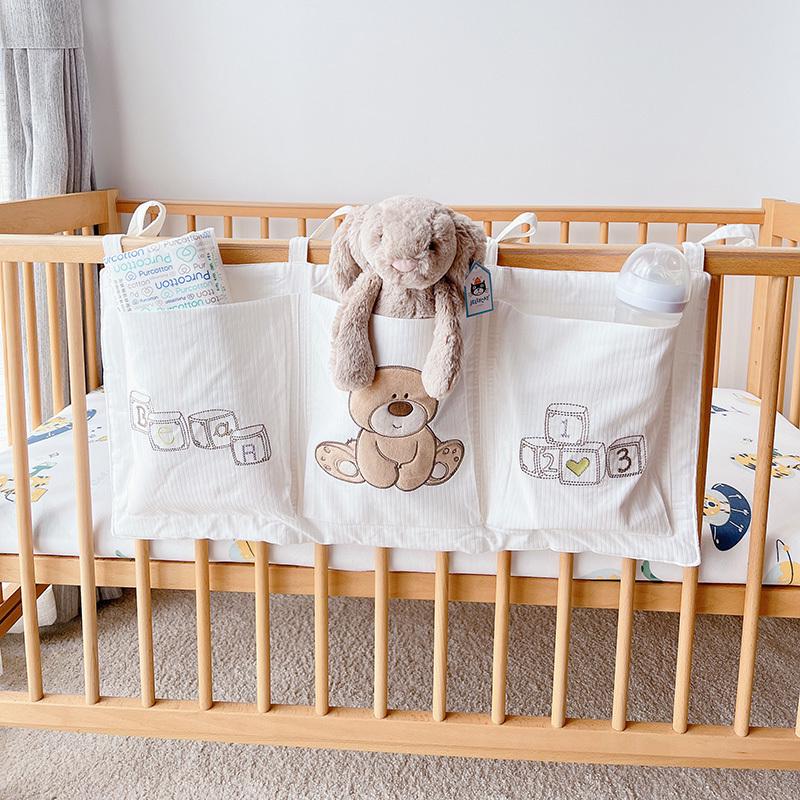 Pure Cotton Crib Storage Bag Hanging Bag Baby Bedside Diaper Storage Bedside Storage Organizer Pure Cotton Crib Storage Bag Hanging Bag Baby Bedside Diaper Storage Bedside Storage Organizer
