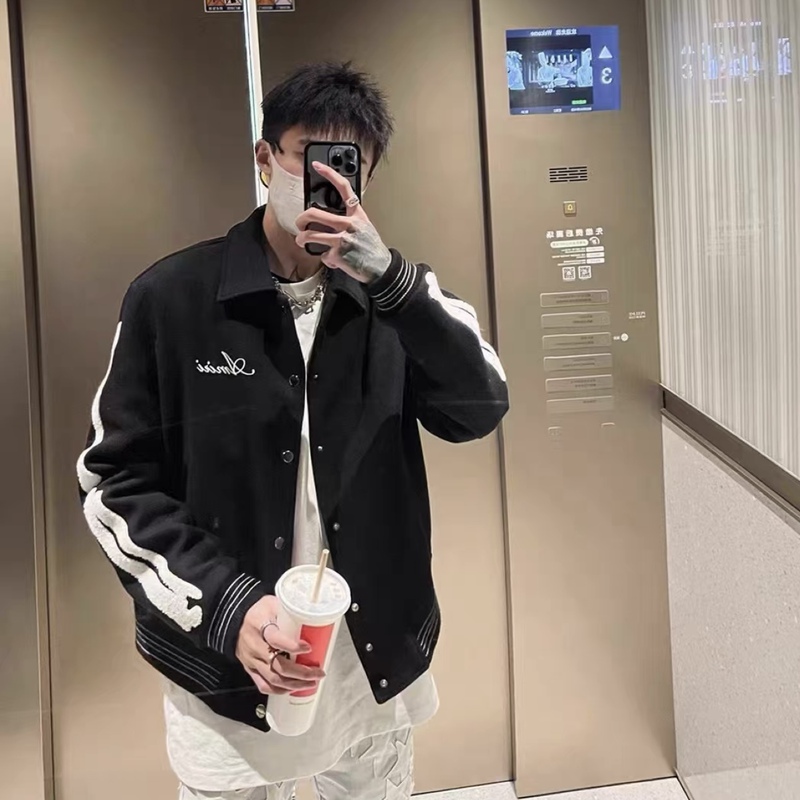 Ceiling! 22Ss Skull Bone Embroidery Pilot Baseball Jacket, Same Style as Wang Yibo, Unisex Jacket