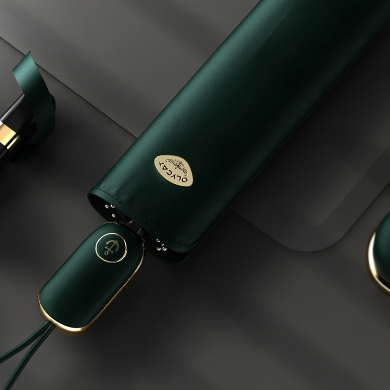 German titanium silver professional sun protection full automatic umbrella female flat super light triple-folded sunshade sunshade anti-UV