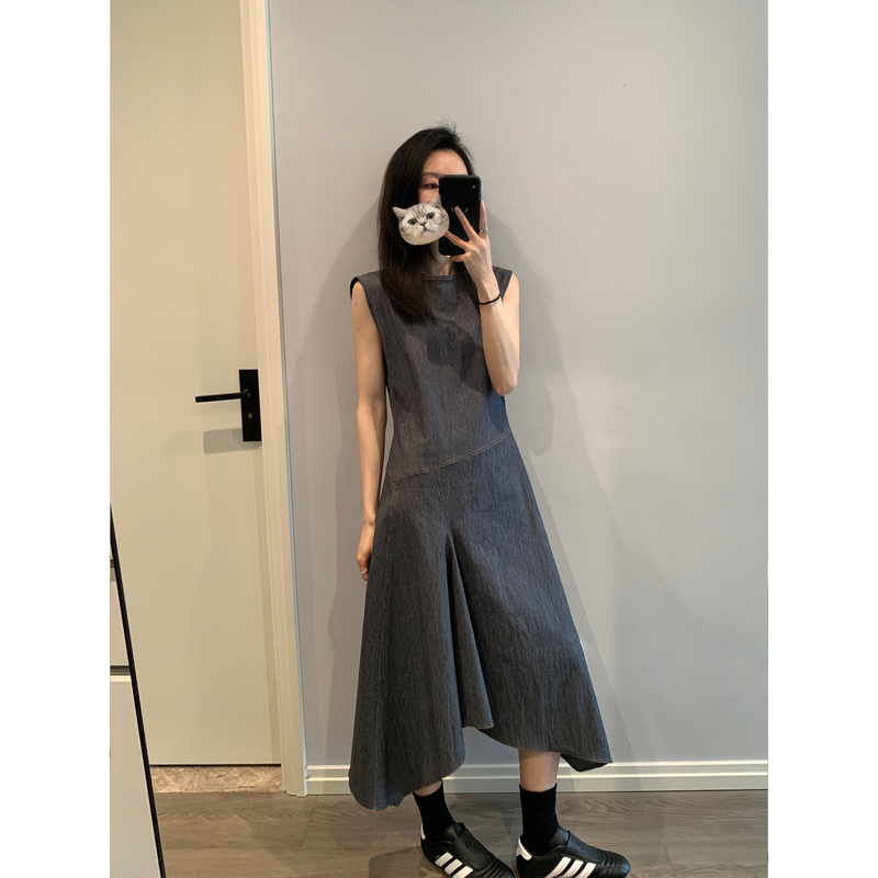 Awencoat French Dress Women's New Summer Style Waist-Cinching Asymmetrical Round Neck Sleeveless Long Vest Dress Awencoat French Dress Women's New Summer Style Waist-Cinching Asymmetrical Round Neck Sleeveless Long Vest Dress