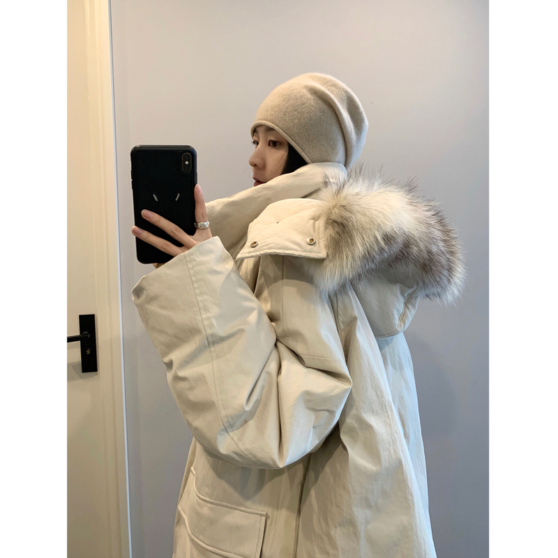 【In Stock Clearance 44% off】 Extra Large Raccoon Fur Collar Heavy Duty Workwear Parka down Jacket Winter Women's Style