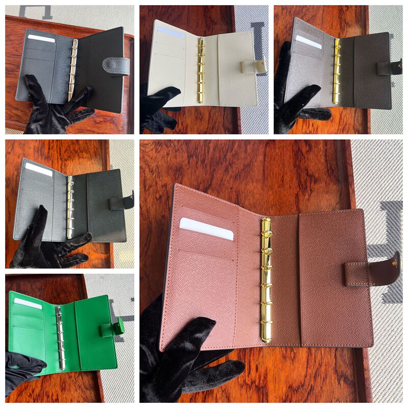 Genuine Leather Presbyopic Loose-Leaf Notebook A7 Pure Color Business Notepad Simple Style Multi-Functional Universal Notebook
