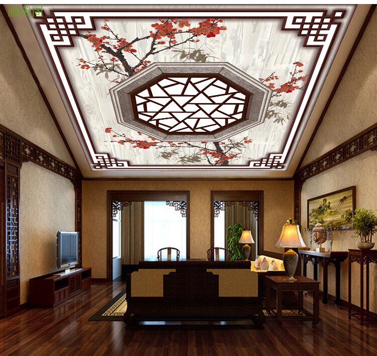 3D stereoscopic Chinese ceiling Bamboo Wood Fiber Hotel Living-room Foyer Decoration Wall Panel Bedroom Integrated Wall Panel Buckle plate 