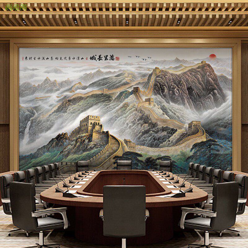 Wanli Great Wall office study integrated wall panel living room TV background bamboo fiber gusset decorative wall panel