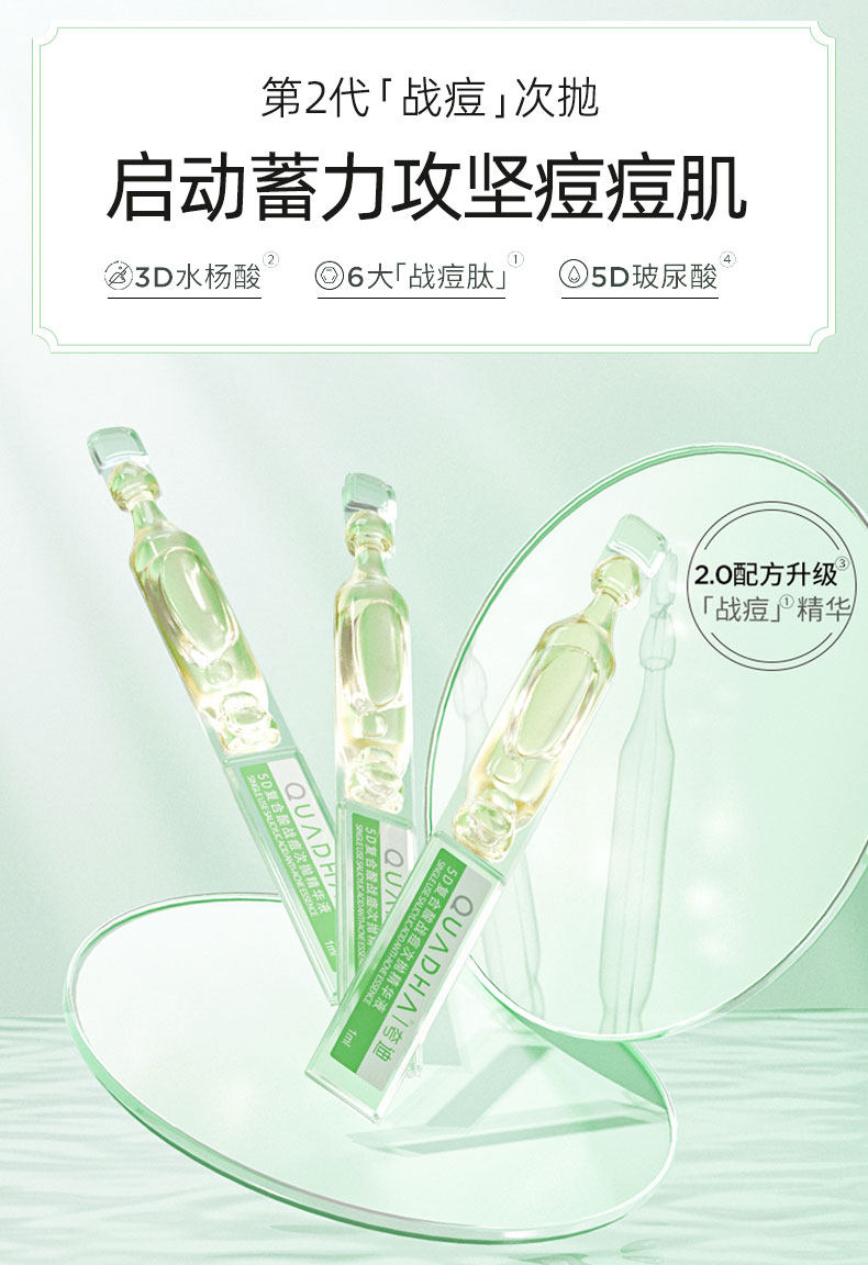 华熙生物 夸迪 5D复合酸二代战痘次抛精华液 1mL*30支 多重优惠折后¥278包邮 赠1.5mL*15支 88VIP会员还可95折