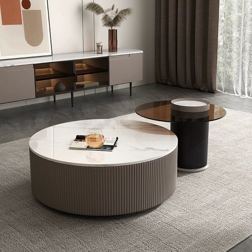 Легкий роскошный дом гостиной журнальный столик небольшая квартира скандинавская каменная тарелка Круглу