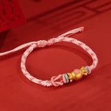 Китайская золотая розовая эмаль, кролик, золотой браслет, оберег на день рождения, год кролика