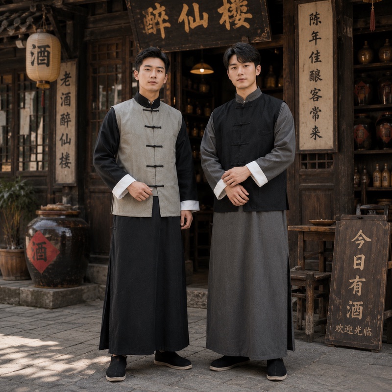Landlord Clothing, Teahouse Owner's Attire, Republic of China Butler Costume, Performance Costume, Rich Man's Long Robe, Mandarin Jacket, Ancient Costume, Tang Suit Landlord Clothing, Teahouse Owner's Attire, Republic of China Butler Costume, Performance Costume, Rich Man's Long Robe, Mandarin Jacket, Ancient Costume, Tang Suit