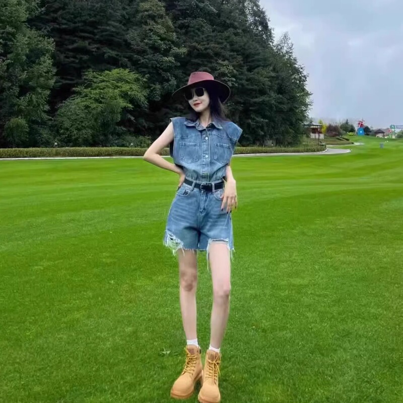 Sichuan-Western Xinjiang Grassland, Northwest Desert, Yunnan Travel Outfit, Western Cowboy Style Dress, Vest, Shorts Set