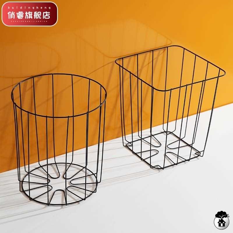 2021 New Scandinavian Style Iron Cut Out Trash Can Home Living Room Waste Paper Basket Toilet Metal Garbage