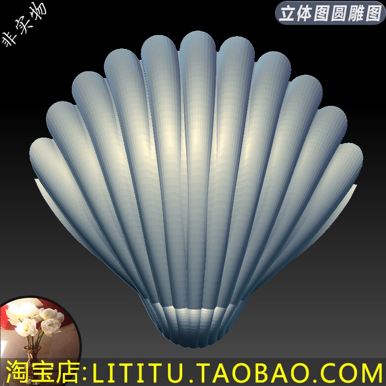 Three-dimensional Stereogram Round Sculptures STL Shells Seaweed Coral Sea Snail Scallop Decorations 3D Model 543