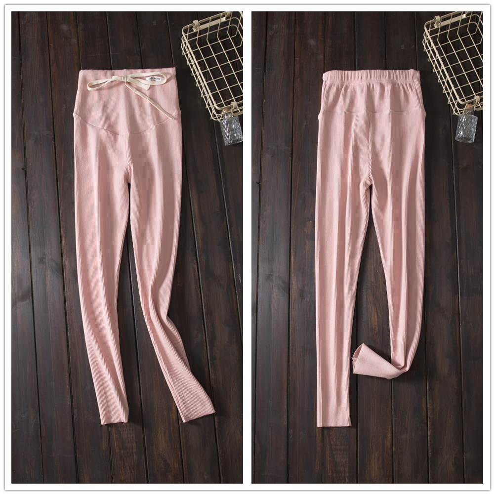 Quần legging nữ mùa thu 2018 mới cotton Hàn Quốc cộng với quần nhung bà bầu mặc quần sọc dọc bụng nâng quần quần legging bầu