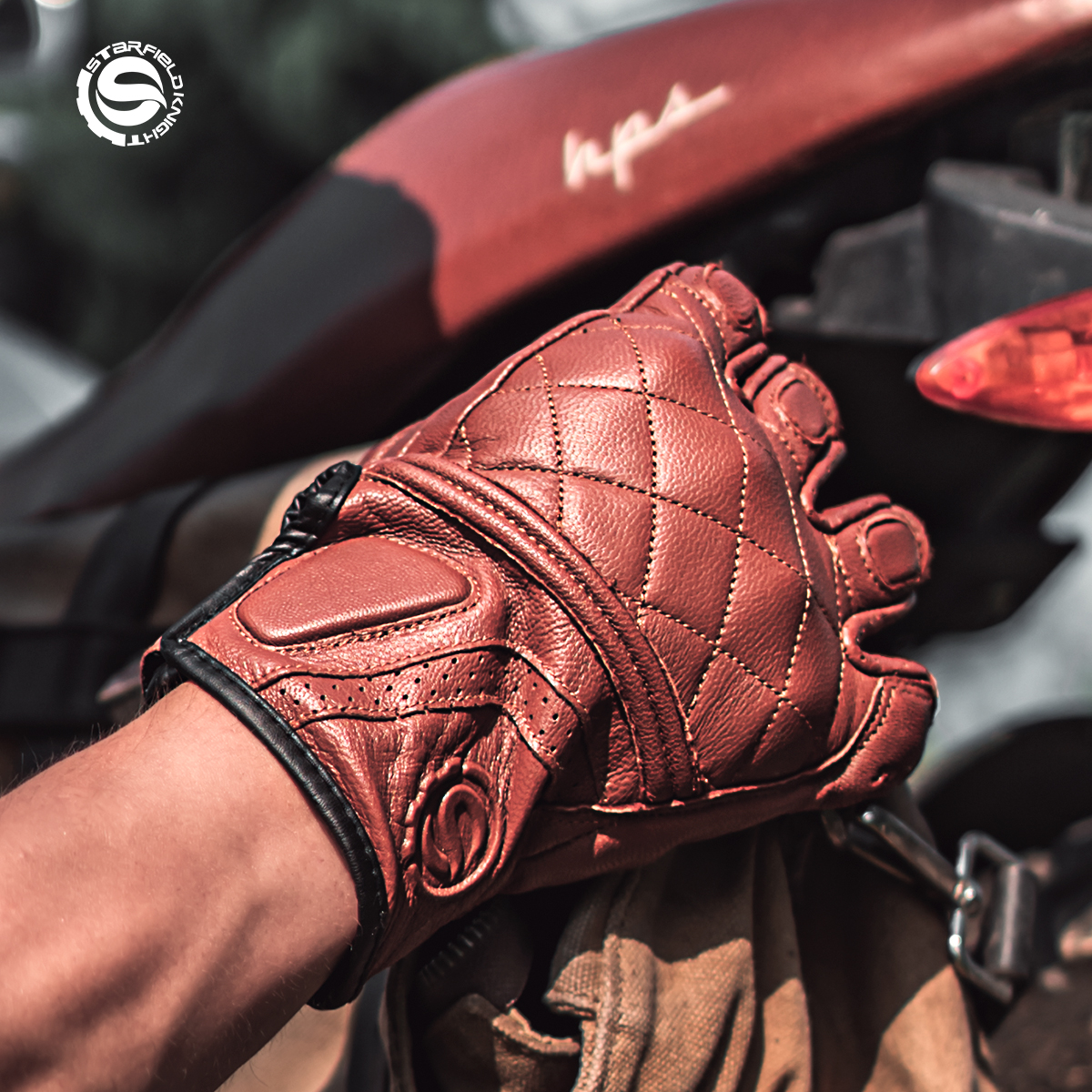 Star Knight motorcycle gloves summer riding protective goat leather comfortable breathable finger touch screen motorcycle gloves