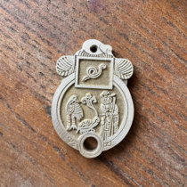 Ancient coin turtle and crane with longevity hanging flower diameter about 33 mm height about 48 mm material brass