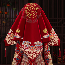 Embroidered red hijab bride Chinese wedding 2022 Xiuhe dress red hijab wedding veil Xiuhe head covering