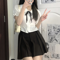 (UNYU WOMEN) feet-feet JK original uniform Lolita Snow spinning short sleeve shirt