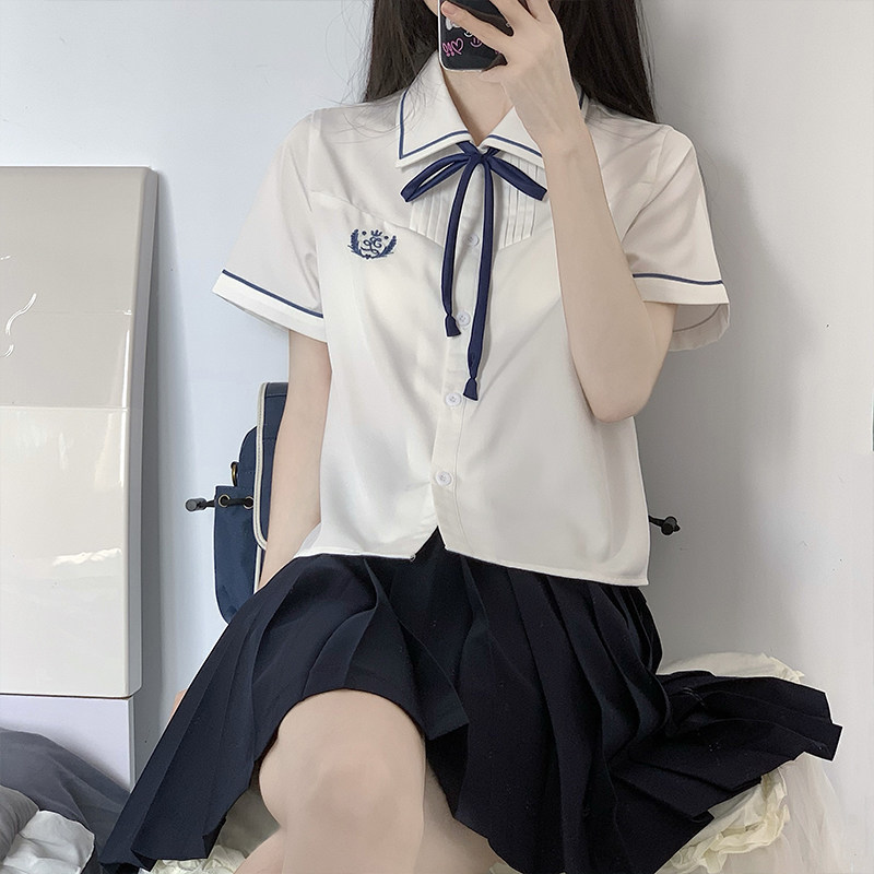 One-foot room original design (Dai Mozhong) college style TR fabric summer school sense jk uniform shirt short sleeve